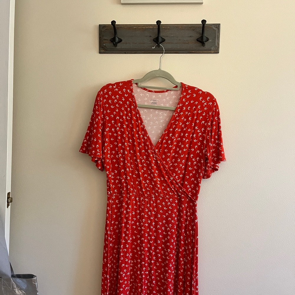 41 Hawthorn Red Flutter Sleeve Wrap Midi Dress